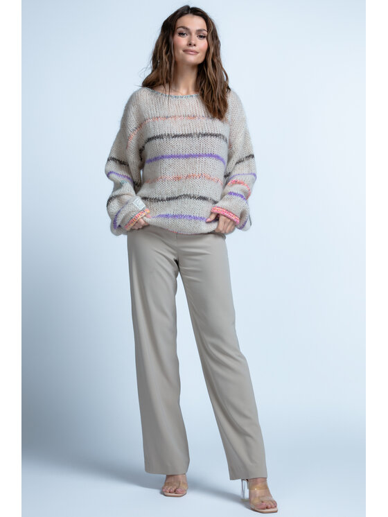 Fobya Fobya Sweter F1844 Beżowy Regular Fit