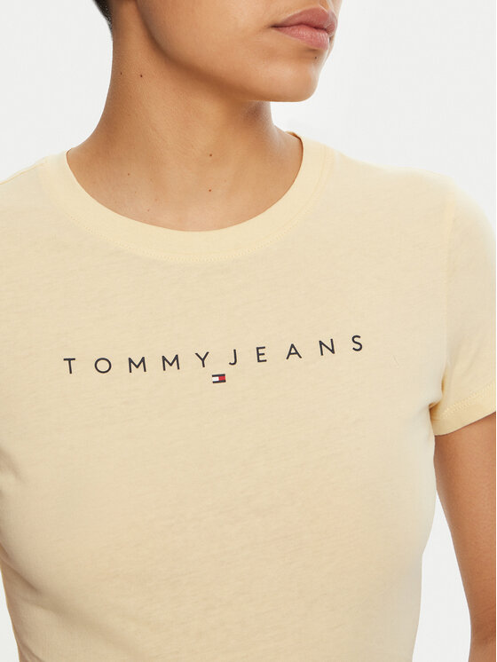 Tommy Jeans Tommy Jeans Majica Linear DW0DW18398 Rumena Slim Fit
