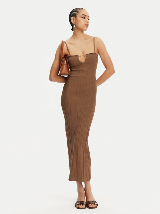 JACQUEMUS JACQUEMUS Sukienka dzianinowa 24E241KN358-2355 Brązowy Regular Fit
