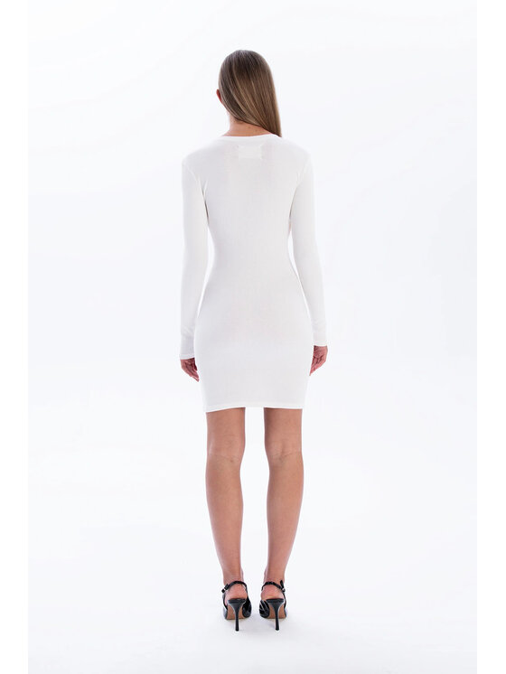 Nudyess Nudyess Úpletové šaty Eos Mini z prążka Écru Fitted Fit