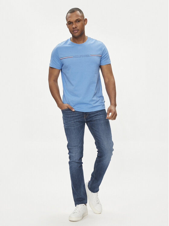 Tommy Hilfiger Tommy Hilfiger T-särk Stripe Chest MW0MW34428 Sinine Regular Fit