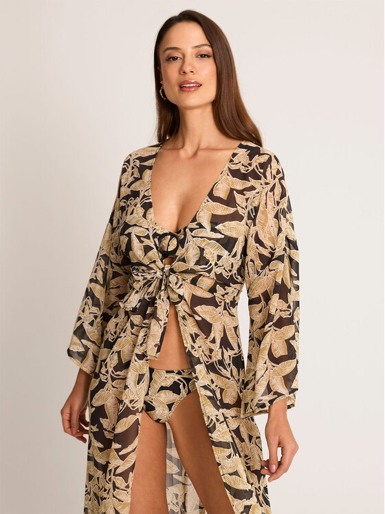 Selmark Selmark Пляжна сукня BO397 Чорний Relaxed Fit