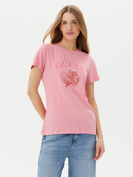 Guess Guess Tricou E5GI03 K8G01 Roz Regular Fit
