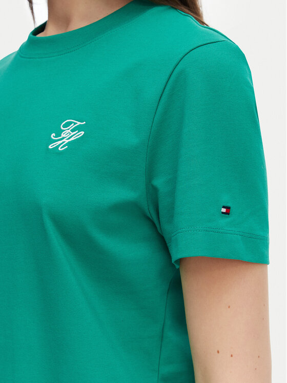 Tommy Hilfiger Tommy Hilfiger T-Shirt Logo Embroidery WW0WW48699 Πράσινο Regular Fit