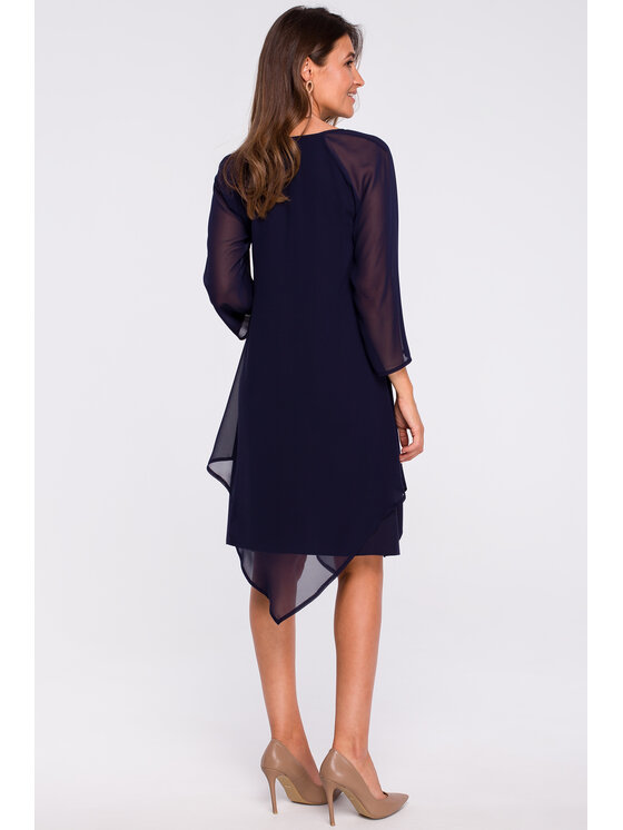 Stylove Stylove Každodenné šaty S159 Tmavomodrá Regular Fit