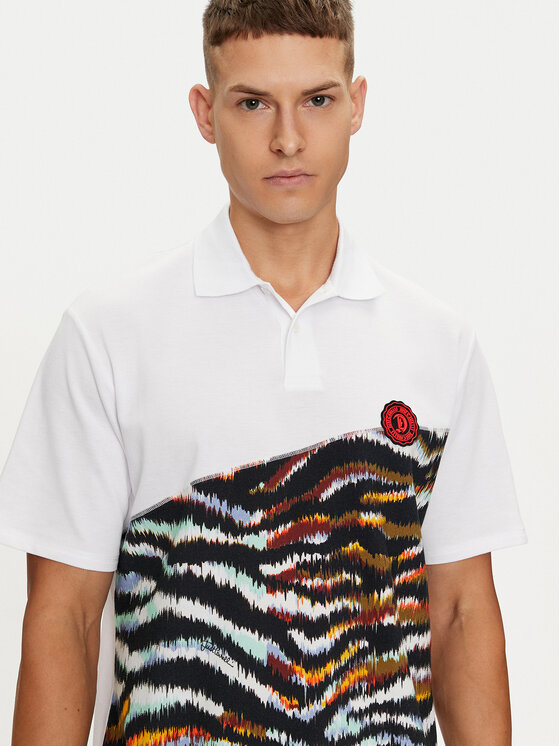 Just Cavalli Just Cavalli Тениска с яка и копчета 76OAG6R1 Бял Regular Fit