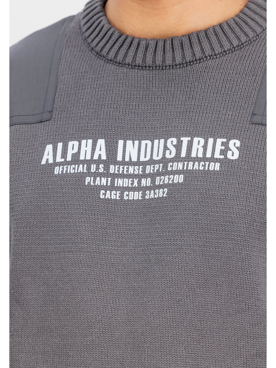 Alpha Industries Alpha Industries Bluza Military Knit Sweatshirt Szary Regular Fit
