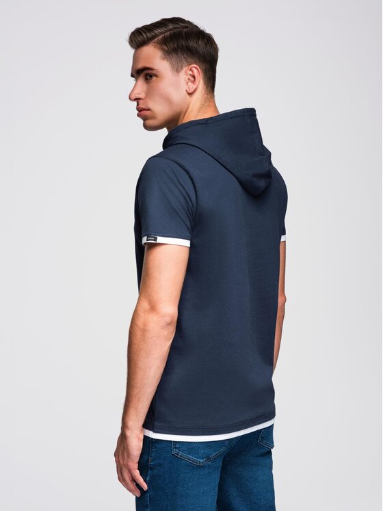 Ombre Ombre T-Shirt OM-TSCT-0256 Granatowy Regular Fit