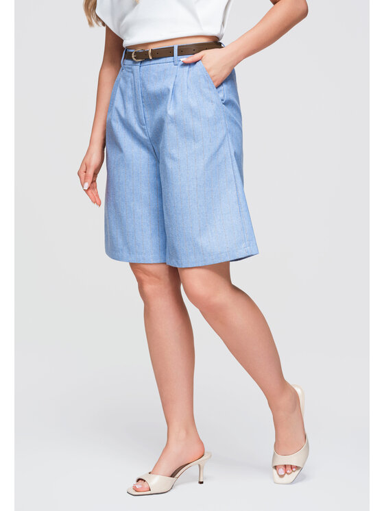 Ombre Ombre Szorty materiałowe OW-ST-E0016 Niebieski Bermuda Fit