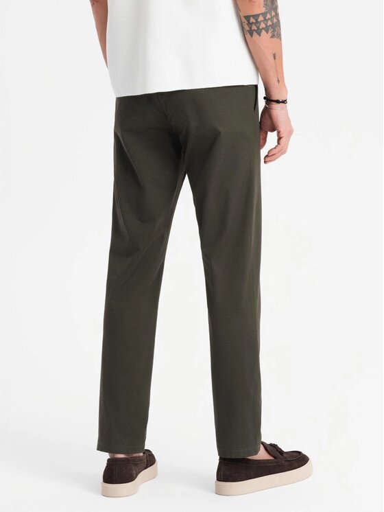 Ombre Ombre Spodnie materiałowe OM-PACP-0184 Zielony Regular Fit