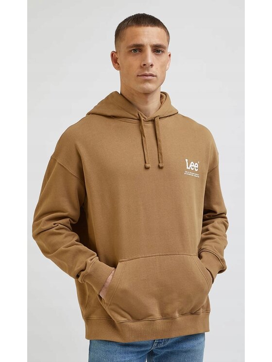 Lee Lee Bluza Loose Logo Hoodie Brązowy Hoodie Fit