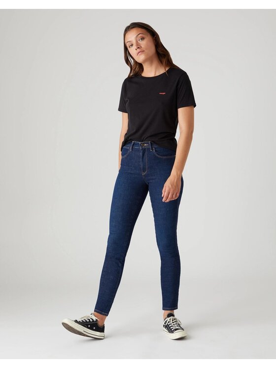 Wrangler Wrangler Jeansy HIGH RISE SKINNY Niebieski Skinny Fit