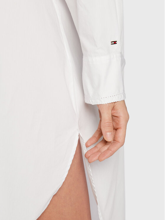 Tommy Hilfiger Tommy Hilfiger Marškinių tipo suknelė Solid WW0WW37102 Balta Oversize