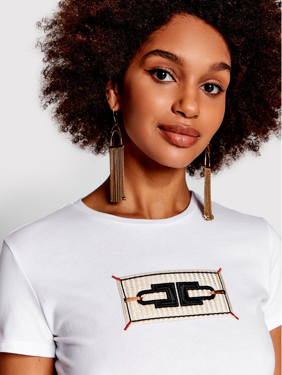Elisabetta Franchi T shirt MA 018 21E2 V130 Bianco Regular Fit