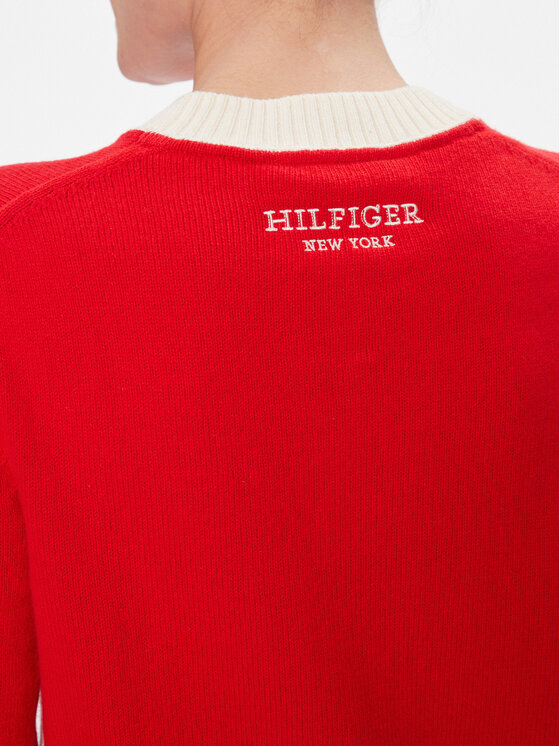 Tommy Hilfiger Tommy Hilfiger Sweter Varsity 85 Graphic C-Nk Swt WW0WW40718 Czerwony Slim Fit