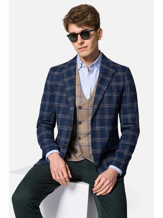 Lancerto Lancerto Marynarka Nebraska MA131123000018 Granatowy Slim Fit