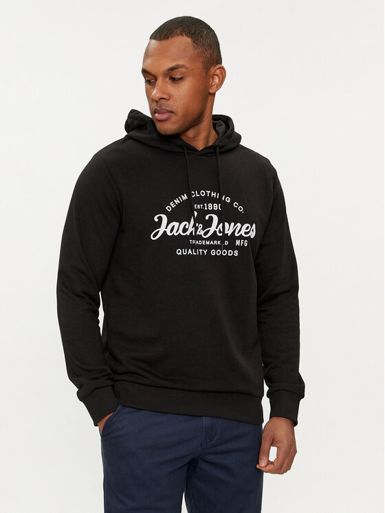 Jack&Jones Džemperis ar kapuci Forest 12249237 Melns Standard Fit