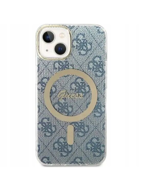 Guess Guess Etui na telefon 4G Metal Gold Logo Niebieski