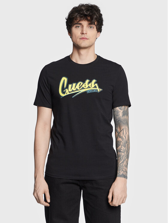 Guess Majica Logo F3GI10 J1314 Črna Slim Fit