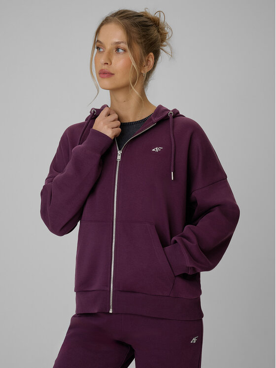 4F 4F Bluza basic Fioletowy Loose Fit
