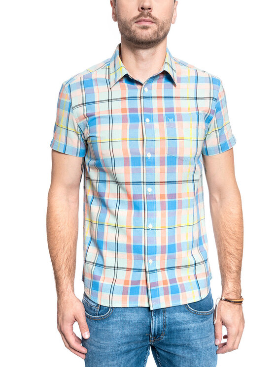 Wrangler Wrangler Camicia SS 1 PKT SHIRT Blu Regular Fit