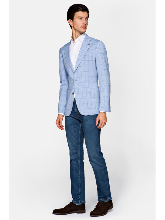 Lancerto Lancerto Marynarka Alamosa Błękitny Slim Fit
