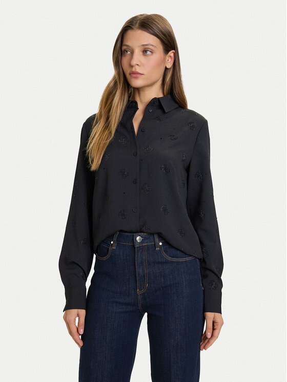 Guess Guess Cămașă W5BH80 W2982 Negru Regular Fit