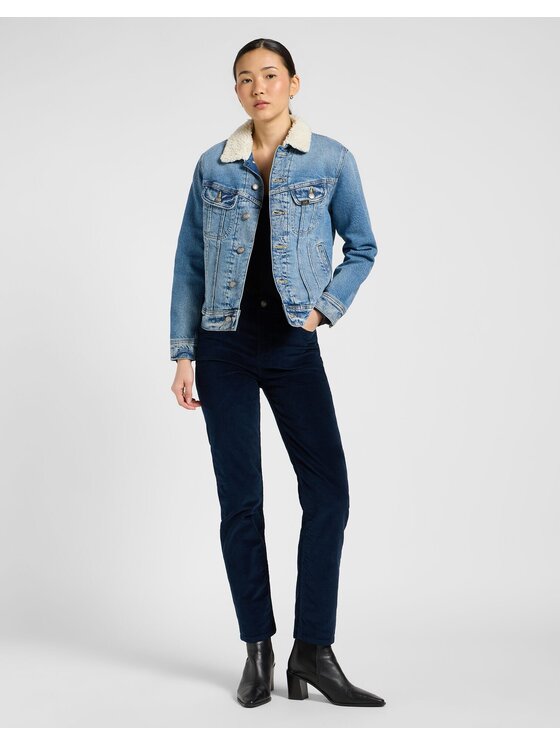Lee Lee Kurtka jeansowa SHERPA RIDER JKT Niebieski Regular Fit