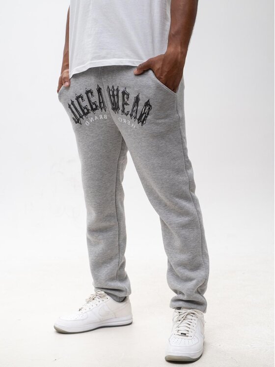 Jigga Wear Jigga Wear Spodnie dresowe Dresy Męskie Szare Jigga Trap Logo XXL Szary Regular Fit