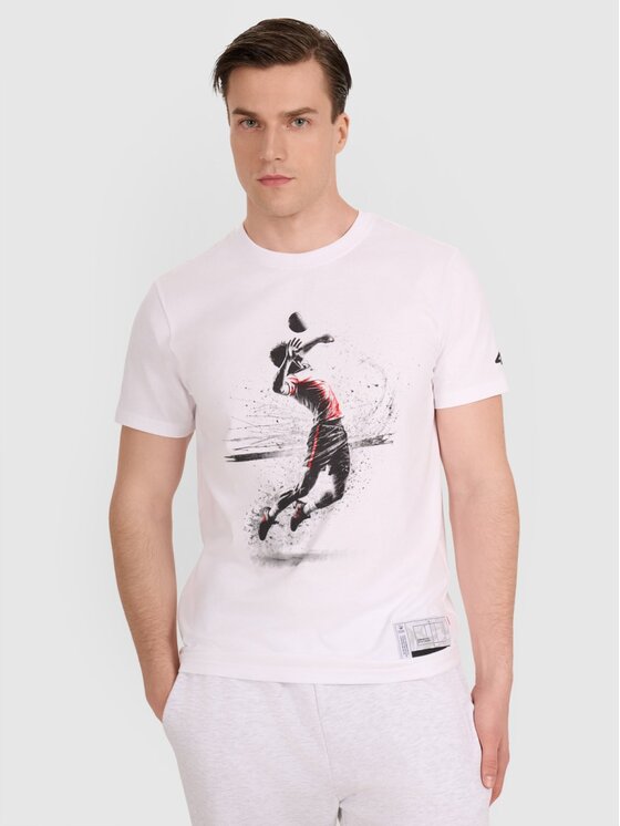 4F 4F T-Shirt 4FRAW25TTSHM3318-10S Λευκό Regular Fit