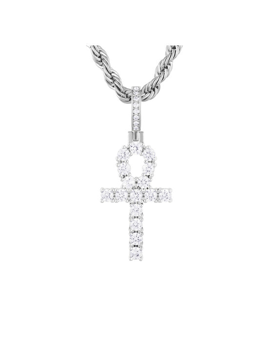 ICED STUFF ICED STUFF Pandantiv Micro Ankh Aur alb