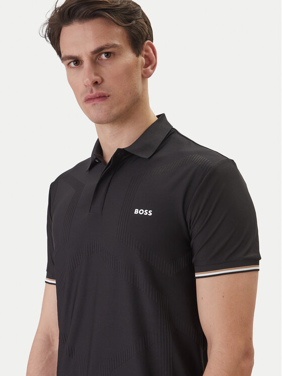BOSS BOSS Pólóing Chip Hexa 50554561 Fekete Regular Fit