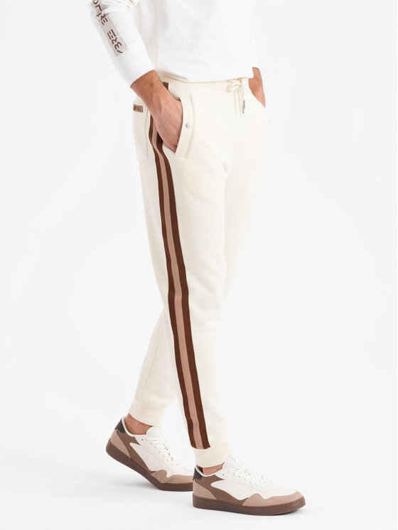 Ombre Ombre Spodnie dresowe OM-PASK-0258 Beżowy Regular Fit
