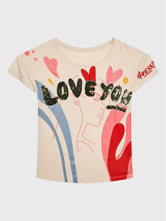 Guess Guess T-shirt J3RI22 KAPO0 Bež Regular Fit