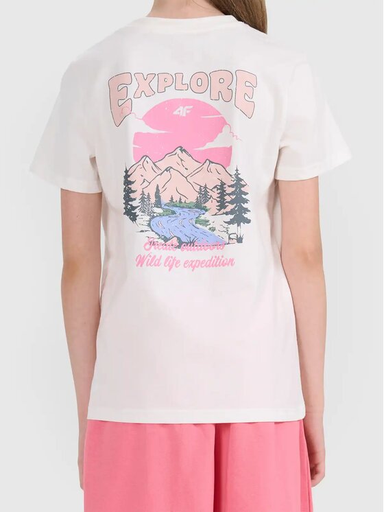4F 4F T-Shirt 4FJWSS26TTSHF2886 Biały Active Fit