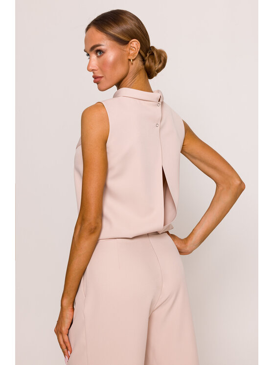 Made of Emotion Made of Emotion Kombinezon M382 Beżowy Wide Leg