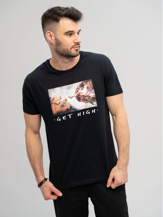 MyStars MyStars T-Shirt Koszulka Z Krótkim Rękawem Męska Czarna MyStars Get High M Czarny Regular Fit