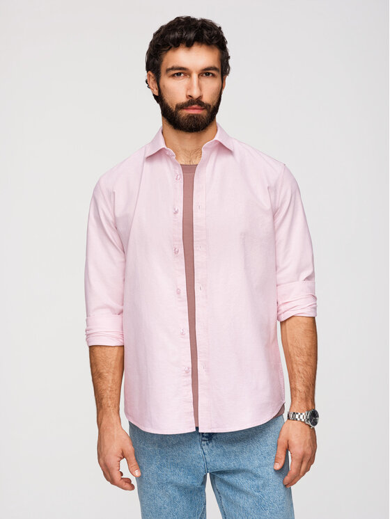 Ombre Ombre Koszula K705 Różowy jasny Regular Fit