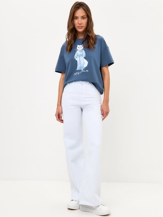 CAT by maniita lacitta CAT by maniita lacitta T-Shirt Printed short oversized T-shirt Niebieski Short Fit