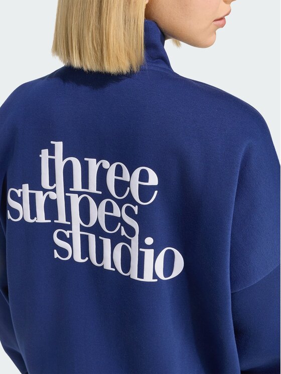 adidas adidas Bluza 3 STRIPES STUDIO Niebieski Loose Fit