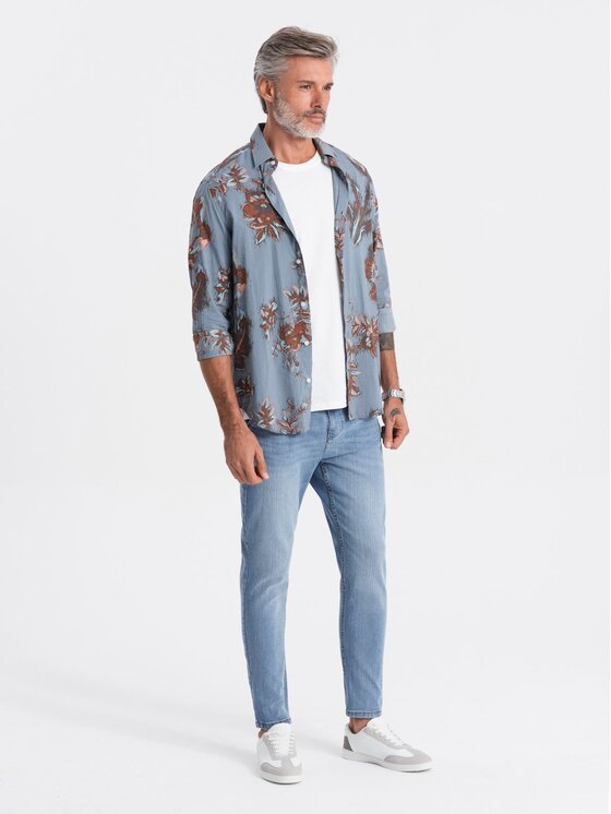 Ombre Ombre Jeansy OM-PADP-0117 Modrá Carrot Fit