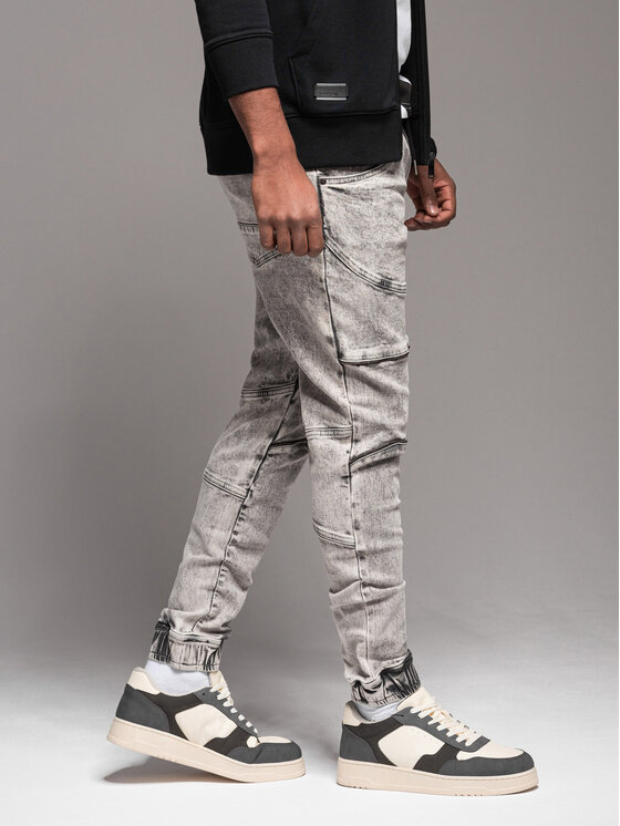 Ombre Ombre Jeansy OM-PADJ-0243 Szary Regular Fit