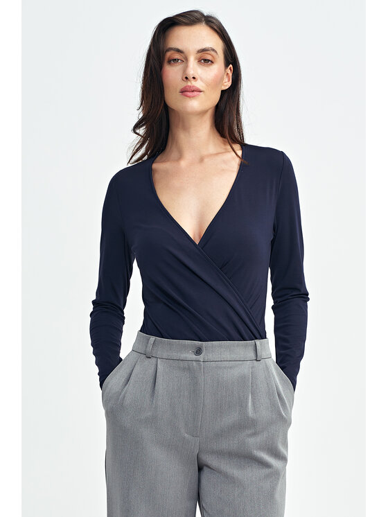 NIFE NIFE Bluzka B176 Granatowy Slim Fit