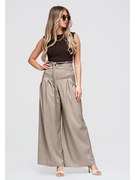 Ombre Ombre Spodnie materiałowe OW-PA-E0014 Brązowy ciemny Relaxed Fit