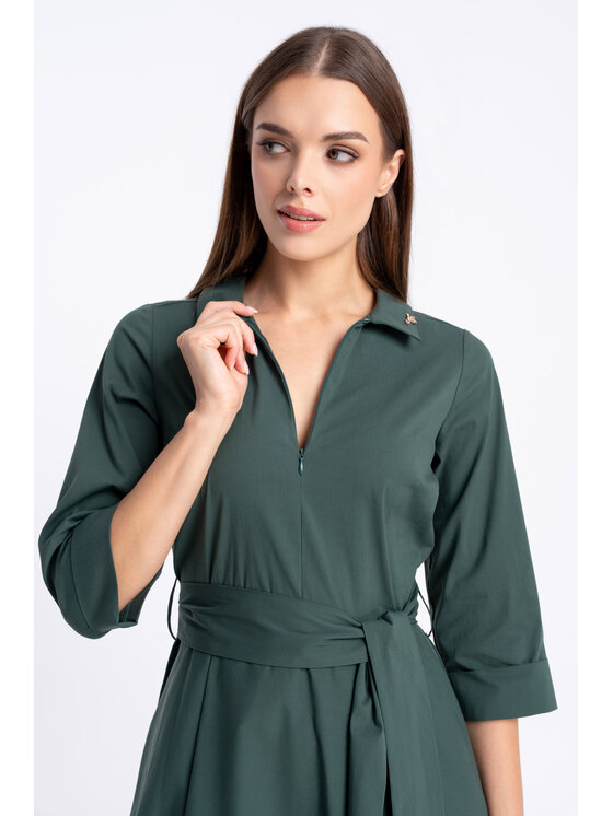 CLICK CLICK Každodenní šaty 60-6156 Zelená Regular Fit