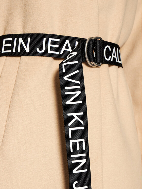 Calvin Klein Jeans P aszcz we niany J20J214841 Be owy Regular Fit Modivo.pl