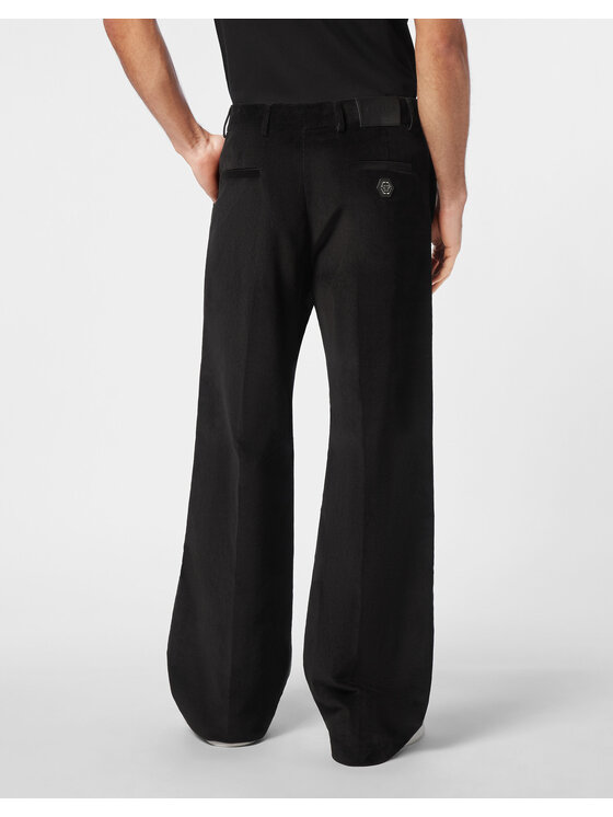 PHILIPP PLEIN PHILIPP PLEIN Bavlnené nohavice 14645 Čierna Wide Fit