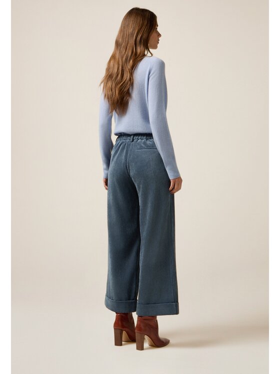 Oltre Oltre Spodnie materiałowe P00KR109184N003 Turkusowy Baggy Fit