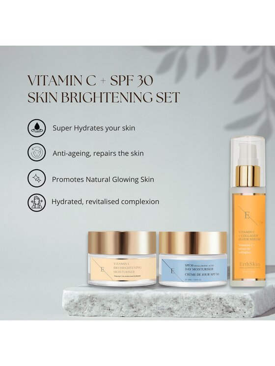 Erthskin London Erthskin London WITAMINA C ELIXIR SERUM + Witamina C Bio Rozświetlający krem ​​nawilżający + SPF krem ​​na dzień Krem na dzień