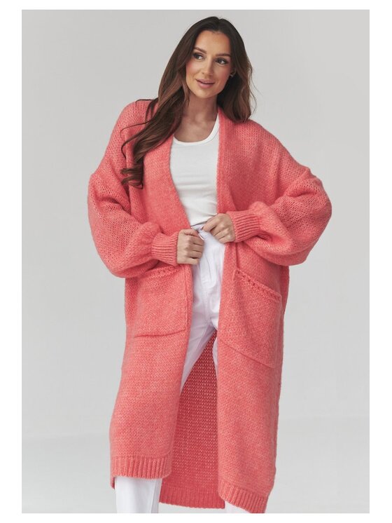 Makadamia Makadamia Sweter S172 Koralowy Loose Fit